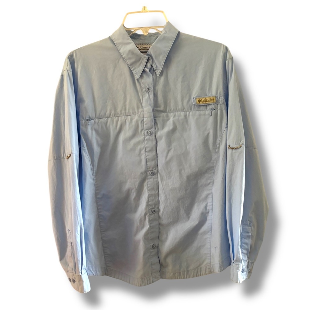 Columbia Women's Long Sleeve Button Up Shirt Light Blue XL Fishing Outdoor